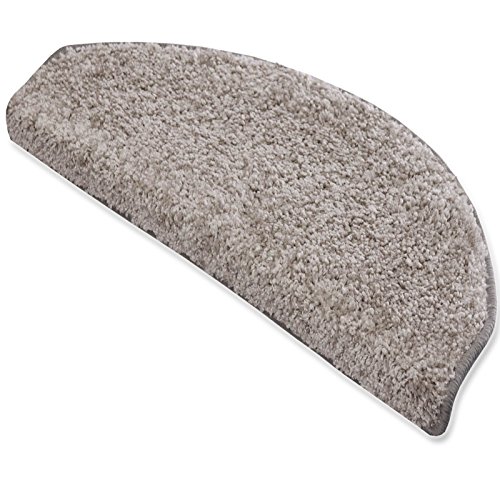 Stufenmatten uni silbergrau | Qualitätsprodukt aus Deutschland | GUT Siegel | kombinierbar mit Läufer | 65×23,5 cm | halbrund | 15er Set - 2