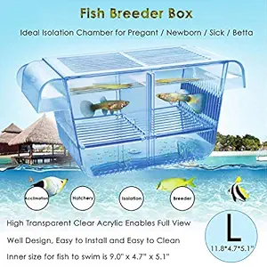 Fish Breeder Box Fish Hatchery Floating Fish Breeding Box with Removable Grating Perfect Fish Tank Divider for Agreesive Injured Pregnant Fishes