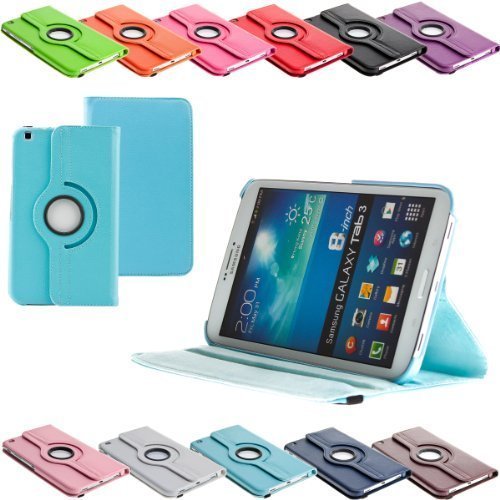 Tab3 360 ° Schutztasche für SAMSUNG GALAXY TAB 3 Hülle Schutz Etui Tasche Cover Case (8.0 Hellblau)