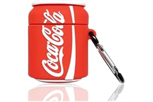 Viwind Cover AirPods 2 & 1 Generazione Custodia AirPods 2 1 Divertenti Silicone,3D Cartoni Animati AirPod 2 & 1 con Moschettone Portachiavi [Antiurto & Supporto Ricarica Wireless]-Coca Cola