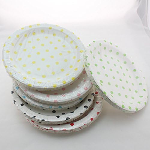 100% Biodegradable Swirly Twirly Paper Plates 7 and 9- 12 Per Pack (Round 9-12pc, black-pkdts) by Swirly Twirly