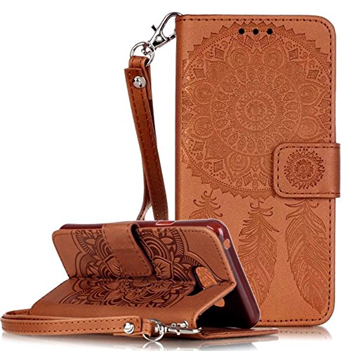 ISENPENK Neu Design fr Samsung Galaxy A3(2016)/A3(2016) Duos/A310F Hlle,Sonnenblume Campanula Blume Serie 3-in-1 Leder hlle,Leder PU Lederhlle Muster Pattern Flip Hlle Case Bookstyle Cover Schale Standfunktion Etui Schutzhlle Tasche Credit Card Slots Wallet Case Leder Tasche Schutzhlle[Braun]