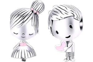 Mar's Designs - Pareja de Charms originales Plata compatibles con Pandora. Te quiero. Regalos para tu novia, cumpleaños mujer. Colgantes para pulseras y collares (Rosa)