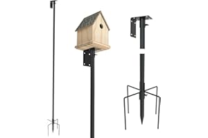 Urban Deco Vogelhaus-Stangenhalterungsset, 203 cm, verstellbar, Kolibri, Vogelfutterstange, Stützstange, Universalständer Set mit 5 Zinken für Outdoor, Hof, Schwarz (Ohne Vogelhaus)