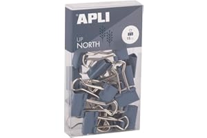 APLI 19983 - Pinze pieghevoli in acciaio temprato 19 mm - Confezione da 15 in colore blu - Design vibrante, organizzazione creativa - Accessori da scrivania Upnorth