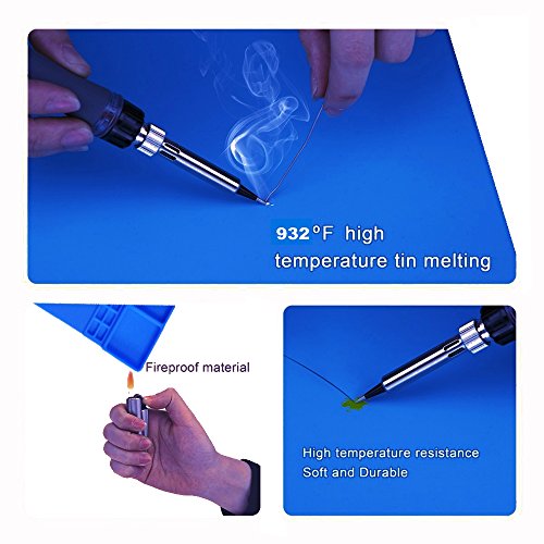 ByWind Hitzebeständige Lötmatte Staubdichte Tisch-Arbeitsmatte Hitzeschutzmatte,Silikon Lötunterlage Reparaturmatte für Lötstation, Smartphone, Computer Reparatur, Geschenk für Techie 40x35CM Blau