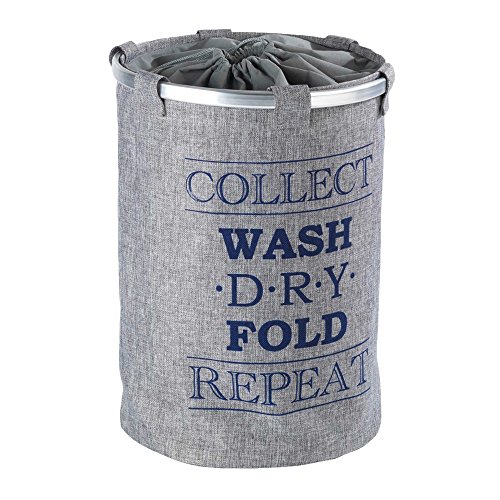 Wenko 62088100 Ringo Wäschesammler-/Korb, Fassungsvermögen 68 L, Polyester, 40 x 40 x 54 cm, grau