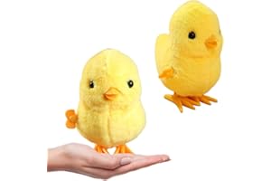 SWKANGRD Poussin Mecanique,Poussin Sauteur À Remonter,Sauteur Mécaniques À Remonter Poussin en Peluche Jouet Pâques Poussin Qui Saute,Jouet Poussin Sauteur,Cadeaux pour Pâques et Anniversaires d'enfants-2 PCS