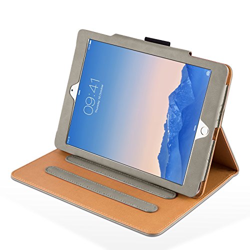 iPad Air, Air 2 & iPad 9.7″ 2017 Hülle – JAMMYLIZARD Ledertasche Smart Cover mit Standfuktion für iPad Air (5. & 6. Generation) & iPad 9.7″ 2017, OLIVGRAU & HONIG, [MIT STIFT-HALTER] - 3