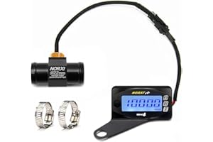 NORXI Medidor multifunción 4 en 1 para motocicleta Mini 4 metros (tacómetro RPM+temperatura del agua+voltímetro+reloj) 4 en 1 multímetro digital de calibre multifuncional(22 mm, izquierda)