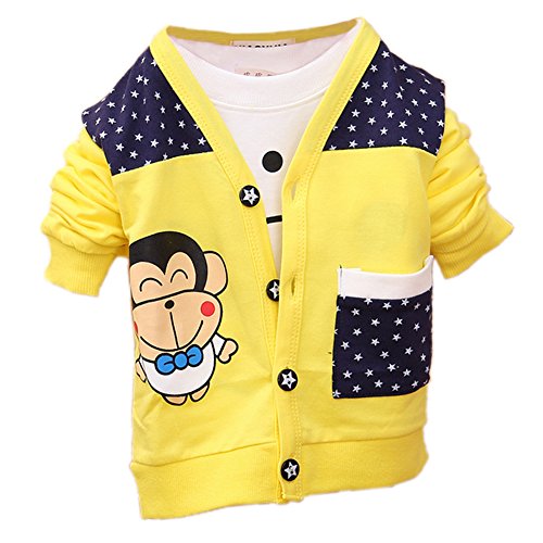 Zhuannian Kids Designer Baby Boy's Star Print V Neck Cardigan (6-9months, Yellow)