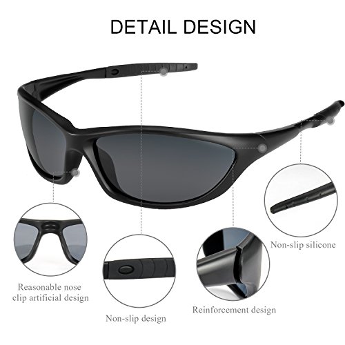 Sportbrille Vikeepro Sport Sonnenbrille Fahrradbrille UV400 TR90 für Damen und Herren Fahrradfahren Wintersport Radtouren Autofahren Wandern Angeln Golf - 4