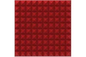 LENACUSTICA Pannello Acustico Fonoassorbente Piramidale, per Trattamento acustico, 50x50x5 cm Non sottovuoto (Rosso) densità 45