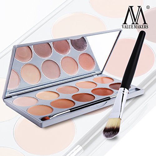 Make up Sets,VALUE MAKERS Pro 10 Farben Gesicht Contouring Make up Camouflage Mit Foundation Pinsel + Schminkspiegel - 3