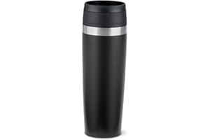 Emsa N2023550 Travel Mug Classic 0,5 Liter, neuer Komfort-Schraubverschluss, Pulverbeschichtung, Edelstahl, 6h heiß und 12h kalt, 100% dicht, 360°-Trinköffnung, Edelstahl, schwarz