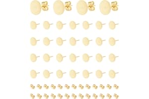 UNICRAFTALE 50 orecchini a perno piatto in acciaio inossidabile placcato oro 24 carati 10 mm orecchino e schiena piatta per la fabbricazione di gioielli