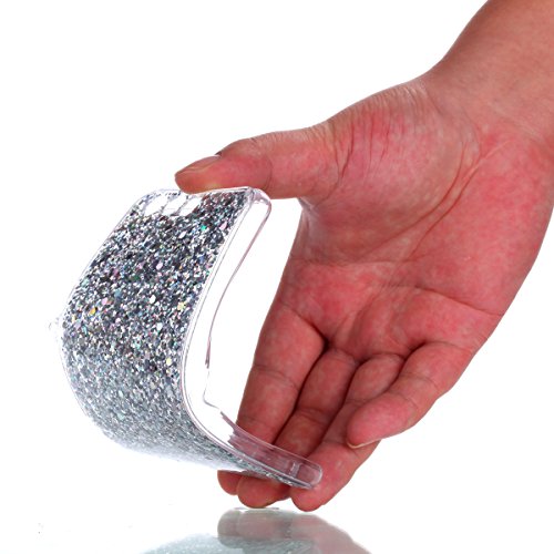 TPU Silikon für Huawei P10,Glitzer Handyhülle für Huawei P10,Funyye Luxuriös Silber Glänzend Bling Pailletten Kristall Durchsichtig Rahmen Shinning Glitter Gel Silikon TPU Hülle TPU Silikon Handytasche Weiche Rückseite Telefonkasten für Huawei P10 + 1 x Frei Displayschutzfolie - 3