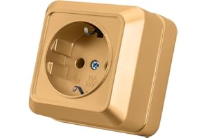 WESA Toma de pared,Juego de tomas eléctricas de pared,Toma de pared interior 250V AC 16A,Toma de tierra Color de oro