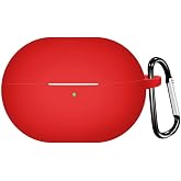 Microsonic Huawei FreeBuds Pro 4 Kılıf Askılı Mat Silikon Kırmızı [FreeBuds Pro 4 ile Uyumlu Kılıf - Kırmızı]