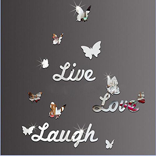 Live Love Laugh Schmetterling 3D Spiegel Wandaufkleber Wandtattoos Aufkleber Wandsticker Startseite - 4