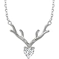 Mahi Deer Heart Shaped Necklace Pendant Chain with Cubic Zirconia Valentine Gift for Women (PS1101845R)