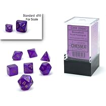 Chessex – Juego De 7 Dados Mini Nebula En Azul Nocturno Luminiscente, De 10 Mm Para D&D Y RPG