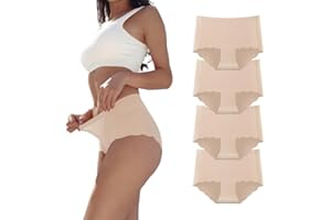 Dumwis Unterhosen Damen,Nahtlos Slips Unterwäsche Frauen,Hohe Taille Panties,No Show Panties,Mehrpack 4Er Pack Hipster Bequeme Ohne Abzeichnen Seamless Slips