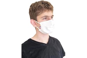 ALEX(E) Lot de 2 Masque de protection visage CAT1-UNS1, Tissu lavable 100% coton, testé 30 lavages, Normes AFNOR testé DGA, Made in France, Taille Enfant S (Blanc cassé)