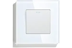BSEED Interruptor pared Normal,Basculante Con Luz de Orientación,Marco de Cristal,Fácil Instalación,Fáciles de Limpiar,1 Gang 1 Vía,86mm Blanco