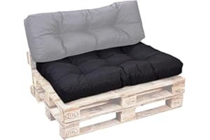 bananair - Cuscini per Pallet - Tessuto Idrorepellente e Anti-UV - Molto Confortevole, Imbottito in Schiuma - Cuscini per Divano Esterno Giardino (Cuscino di Seduta 120x80 cm, Nero)