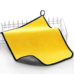 Shopperszen Microfibre Car Cleaning Cloth 600 GSM (Yellow Color) (Multicolor)