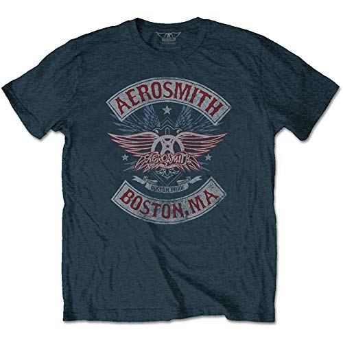 Aerosmith Boston Pride Denim Azul Camiseta Oficial Con licencia Music