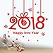 Produktbild "2018 Happy New Year" Drucken Wand Aufkleber Home Wanddekoration Wohnzimmer Dekoration Wandtattoo Shop Decals Decor Festival Wandaufkleber Wand Dekoration (60 x 60cm/23.6''x 23.6'', Rot)