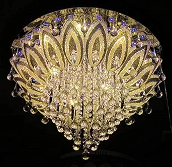 WHITERAY Antique Crystals Chandelier with Inbuilt Bluetooth, MP3 Player, Color Changing LED (White and Warm White, 600 mm)