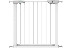 VOUNOT® Barrière de Sécurité Extensible 75-84cm Fermeture Auto et Magnétique sans Perçage Barrière à Pression pour Bébé et Chiens pour escaliers et Porte Hauteur 74cm Métal Blanc