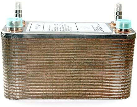 Brazed 40-Plate Heat Exchanger and Wort Chiller，40 Plates Copper Brazed Wort Chiller,Stainless Steel Beer Chiller, R 1/2" X RC 1/2" X Gas Type Fitting φ12.8