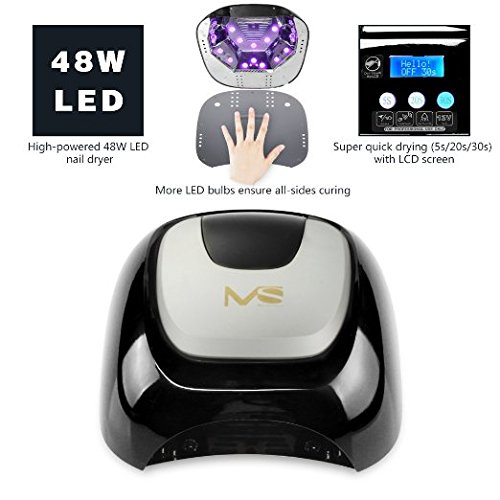 MelodySusie® New Collection High Quality 48W LED Lamp Light Professional Nail Dryer CURING Light More Quickly Dry, with Timer Setting 5s/20s/30s (Classic Black)