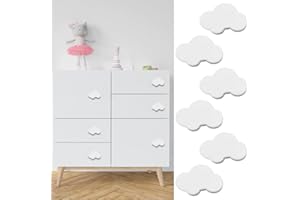 VJUYSW maniglie per mobili da cucina, 6 pezzi grande legno massiccio pomelli per bambini, consistenza nuvole pomelli per cassetti, vicino alla decorazione della natura