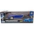 Radio Controlled Car, Remote control cars 1:16 scale, Bugatti Chiron car with remote and charger, Blue and Black