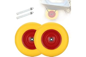 Eulenke Ruota per carriola | 4.80 4.00 – 8 in gomma piena con asse, pneumatici per carriola, 390 mm, a prova di foratura, portata 200 kg, ruota di ricambio | larghezza 95 mm