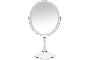 YEAKE Magnifying Makeup Vanity Mirror, 8-inch ABS Plastic Double Sided Swivel Vanity Mirror Retro Make Up Mirror with 3X Magnification Stand for Tabletop Desk Gifts(Oval