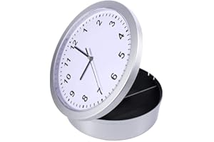 Zoternen Orologio da Parete Cassaforte Mimetica Cassaforte Nascosta con 3 Scomparti per Oggetti di Valore o Contanti 25 x 7 cm