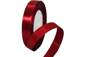 HONGCI Ruban Satin Vin Rouge Fin 15mm,22m Polyester Ruban Satin,Ruban Cadeau Emballage,Ruban Noel Ruban Tissu pour Ballon,Couture,Nœuds,Artisanat,Bouquet,Décoration de Mariage,Voitures,Anniversaire,Gâteau