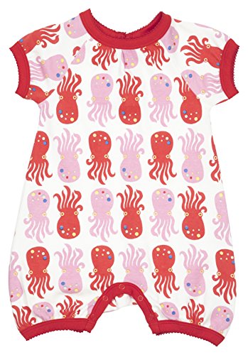 Piccalilly Organic Cotton Pink Girls Octopus Short Sleeve Romper