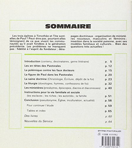 Book's Cover of Les Epitres Pastorales / Cahiers Evangile, n° 72