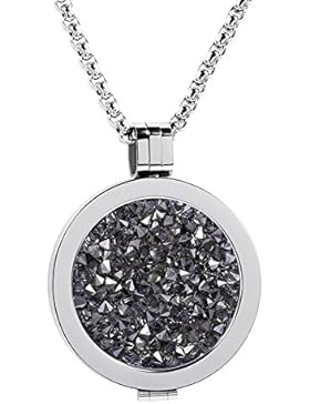 Meilanty Coin 33mm Edelstahl Silber Damen Halskette mit 80cm Ketten WZ-E