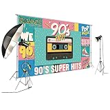  FiVan Disco Party Banner Hintergrund - blendfreie Rückseite aus Vinyl bis 80er 90er Jahre Party Dekoration Fotobooth Hintergrund, XT-7376, 8x6ft(250x185cm)