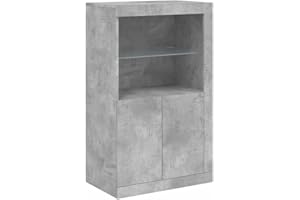 vidaXL Armadietto con Luci LED Grigio Cemento in Legno Multistrato