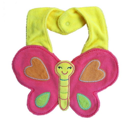 Bigood Baby Girl Boy Cartoon Waterproof Absorbent Terry Drooler Bibs Butterfly