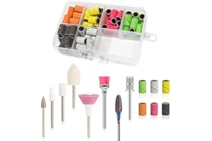 Ecagewill Punte Fresa Unghie, set di manicure elettrico da 68 pezzi Kit di trapano per unghie elettrico da 3/32",manicure pedicure bande di levigatura per rimozione gel,uso del salone di casa